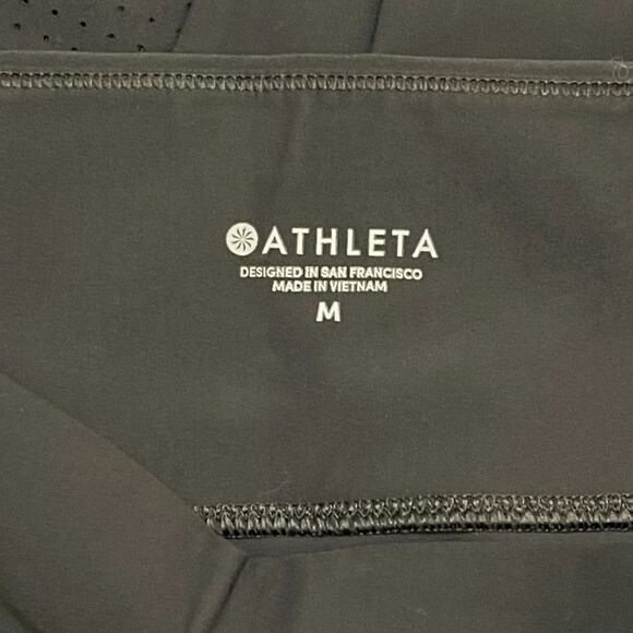 Athleta Stellar Crop Pants Black High Rise Lined Leggings Size M Pockets - Picture 6 of 8